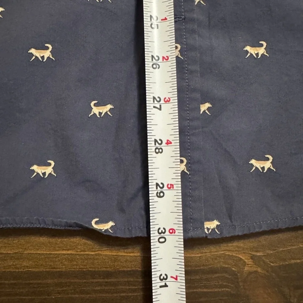 Banana Republic Long Sleeve Shirt Mens M Luxe Poplin Untucked Slim Fit Dogs Blue